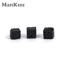 ManKuu-Cuentas de Lava negra cuadradas, Cubo de 8mm, rocas volcánicas naturales, cuentas de piedra para la fabricación de joyas, accesorios de bricolaje hechos a mano, 50 unids/lote 2024 - compra barato