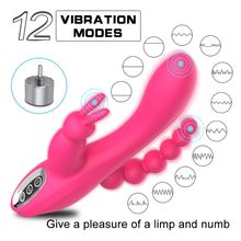 Vibrador rabbit para massagem anal, ponto g e ponto p, curva tripla e recarregável, 12 modos de vibração, estimulador de clitóris, brinquedo sexual 2024 - compre barato