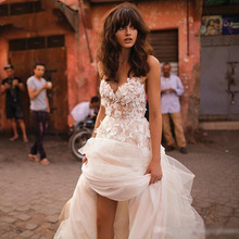 Vestido de novia de princesa con escote Corazón, apliques con forma de flores, tul, sin espalda, bohemio, profesional, personalizado, 2019 2024 - compra barato