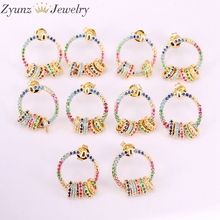 4Pairs, Rainbow cz STUD earring floating round circle charm trendy fashion women gold filled rings gorgeous jewelry 2024 - buy cheap