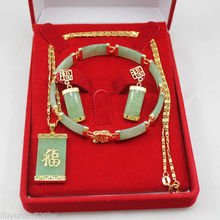 Lucky green jade bracelet Necklace pendant earring set 2024 - buy cheap