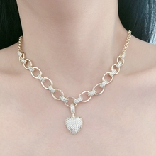 Luxo dubai jóias de casamento zircônia cúbica grande coração pingente colares para mulheres neclaces de noiva 2024 - compre barato