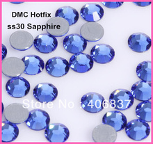 Free Shipping! 288pcs/Lot, ss30 (6.3-6.5mm) High Quality DMC Sapphire Iron On Rhinestones / Hot fix Rhinestones 2024 - buy cheap