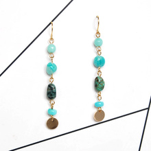 gold color fashion jewelry Dangle Earrings handmade amazonite, American howlite blue stone for women gift free shippings 2024 - buy cheap
