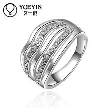 Anéis banhados a prata para mulheres, joia para presente de noivado e casamento, anel de cristal vintage 2024 - compre barato