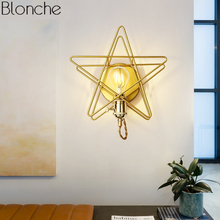 Luminária de parede com estrela e ouro, candelabro industrial de loft, luminária moderna para decoração de casa, quarto e áreas internas 2024 - compre barato