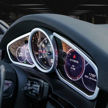 Для Porsche Cayenne 2018 2019 Серебристая карбоновая цветная интерьерная приборная панель инструмент дисплей отделка рамка аксессуары для стайлинга автомобиля 2024 - купить недорого