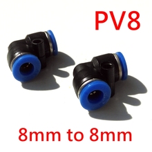 Encaixes pneumáticos encaixes l tipo 8mm a 8mm encaixe de tubulação de cotovelo pv8 90 graus encaixe de plástico 2024 - compre barato