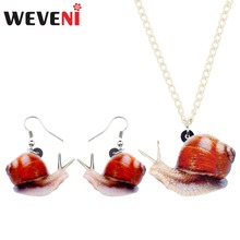 WEVENI Acrylic Anime Snail Earrings Necklace Collar Pendant Cute Animal Jewelry Sets For Women Girls Party Wholesale Gift 2024 - buy cheap
