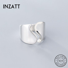 INZATT Real 925% Sterling Silver Minimalist Wave Wide Face Ring For Fashion Women Party Glossy Fine Jewelry Accessories Gift 2024 - buy cheap