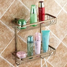 Hot sale Two Layer Bathroom Rack Antique Aluminum Towel Washing Shower Basket Bar Shelf /bathroom accessories HJ-2859 2024 - buy cheap
