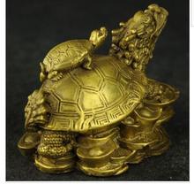 Бронзовые украшения завод чистого античная латунь Изысканный Китайский резной приносящий удачу дракон черепаха Благоприятный статуя 2024 - купить недорого