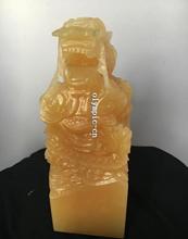 8'' Natural Yellow Jade carved auspicious beast Dragon seal signet statue 2024 - buy cheap