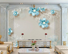 Beibehang-papel tapiz personalizado 3d, joyería de diseño europeo fresco, flor azul, papel de pared, Fondo de joyería, 3d 2024 - compra barato