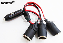 NCHTEK 12V~24V Car Cigarette Lighter Male to 3 Female Socket Plug Connector Adapter 1 Male to 3 Female Cable/Free Shipping/5PCS 2024 - buy cheap