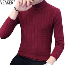 2021 Autumn New Men's Turtleneck Sweater Male Plaid Knitted Pullover Sweaters Casual High Neck knitwear Sweater M-3XL 2024 - buy cheap
