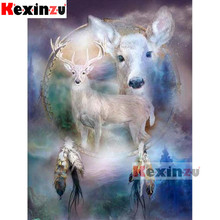 Kexinzu-pintura de diamante 5D DIY "pluma de ciervo", bordado 3D, punto de cruz, rompecabezas para niños, decoración hecha a mano, K0052 2024 - compra barato