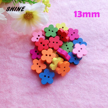Shine 100 peças botão de costura de madeira scrapbooking flor multicolor mistura dois furos 13mm botões decoração botoes 2024 - compre barato