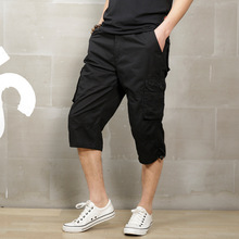 Summer Casual Men Shorts Regular Solid Pockets Khaki Black Cotton Shorts Men Cargo Shorts Men Army Men's Shorts 1505# 2024 - buy cheap