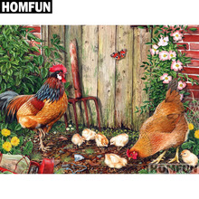 HOMFUN-pintura de diamante 5D DIY "Familia pollo", cuadrados o redondos de imitación bordado de diamantes, estilo punto de cruz 5D, decoración del hogar, A01246 2024 - compra barato