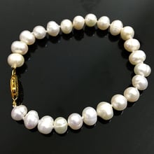 Natural freshwater cultured white pearl bracelets for women 7-8,8-9mm fashion gift hot sale jewelry making 7.5inch B1521 2024 - buy cheap