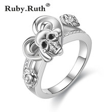 Heart Skull Black Rings For Women Purple Crystal CZ Wedding Love gift Ring Jewelry Dropshipping 2024 - buy cheap