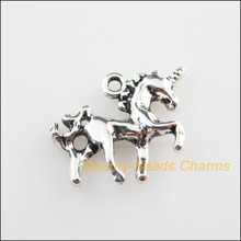 Pingentes em prata tibetano unicórnio cavalo animal 15x19mm, 20 pingentes 2024 - compre barato