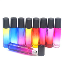 Refillable Gradient Colorful Roll On 10ml Glass Bottle Empty Fragrance Perfume Essential Oil 10cc Roller Bottle 5pcs 2024 - buy cheap