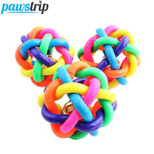 pawstrip Rainbow Ball Dog Toy Rubber Pet Toys For Dogs Puppy Chew Toy with Bell Small Dog Toys Ball Training Diameter 5/7/9cm 2024 - buy cheap