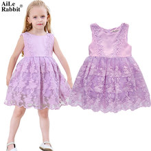 AiLe Rabbit/детская одежда, кружевное платье для девочек, модные вечерние свадебные платья, брендовая высококачественная одежда фиолетового, зеленого цветов, k1 2024 - купить недорого