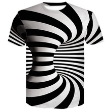 2019 verão preto e branco vertigo hipnótico impressão t camisa unisxe engraçado manga curta camisetas masculinas/femininas camisetas 3d 2024 - compre barato