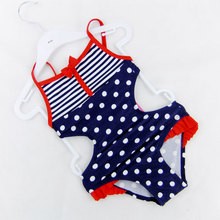 Baby Girls Swimwear Kids Clothes  Summer Brand Baby Girls One Pieces Swimsuit Dot Striped Toddler Swimwear For Girls 2-8Y 2024 - buy cheap