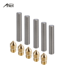 Anet A8 5pcs 30mm Extruder 1.75mm Throat Tube 5pcs 0.4mm Brass Extruder Nozzle Print Heads for MK8 Makerbot Reprap 3D Printer 2024 - buy cheap