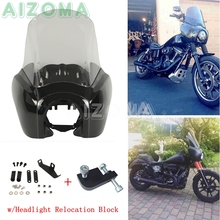 Gloss Black Carenagem Frontal w/ 15 "Brisa Clara Kits Motocicleta Farol Máscara Capa para Harley Dyna FXD FXR FXDB 1987-2017 2024 - compre barato