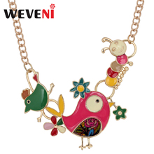 WEVENI Original Enamel Cute Bird Flower Necklace Pendant Chain Cartoon Animal Jewelry For Women Girls Teens Birthday Gift Cheap 2024 - buy cheap
