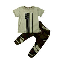 Camiseta de manga corta para niños pequeños, pantalones de camuflaje, ropa 2024 - compra barato
