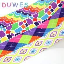 DUWES-Cinta de grogrén estampada con patrón de colores, cinta de 1,5 pulgadas, 50 yardas, accesorio para diadema, decoración artesanal, OEM, 38mm, D1094 2024 - compra barato