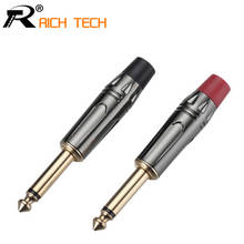10pcs/5pairs Jack 6.35 Luxury Gunmetal Microphone Plug Speaker Connector 6.35mm Mono Plug Assembly Black & Red 2024 - buy cheap