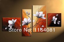 Hand-painted Art Autumn Brown Red Flower Bloom Home Decoration Abstract Landscape Oil Painting On Canvas 4pcs/set No Frameworks 2024 - buy cheap