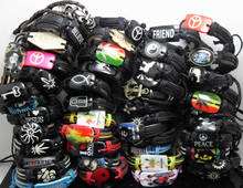 50pcs Mixed Lots Men Women Leather Fashion bracelets Wristbands Wholesale Jewelry Lots 2024 - buy cheap