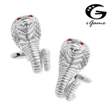 iGame Snake Cuff Links Novelty Cobra Design With Red Rhinestone Eye Free Shipping 2024 - buy cheap