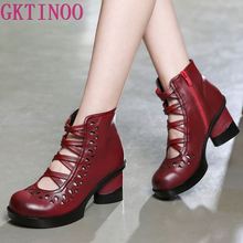 GKTINOO-Sandalias cruzadas de piel auténtica para mujer, zapatos calados, calzado de verano, de tacón alto, 2021 2024 - compra barato