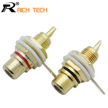 10pcs/5pairs RCA Wire Connector Gold plated RCA Jack Panel Mount Chassis Audio Socket Plug Bulkhead with NUT Solder CUP 2024 - buy cheap
