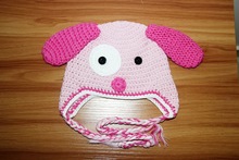 girls Crochet EarFlaps Hat , baby Puppy Hat - Child's Hat - White and pink Puppy Beanie - Crochet Dog Hat 100% cotton 2024 - buy cheap