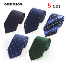 Gusleson gravata masculina de 8cm, nova marca, fashion, com pontos, listrados, clássica, casual, verde, de negócios, 2017 2024 - compre barato