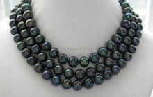 HYFY20143235e> natural AAA 8-9mm Perla Negra tahitiana collar 48 "Nuevo-cierre 2024 - compra barato