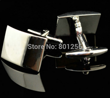 Free shipping Engravable Cuffllinks silver color square design hotsale copper material cufflinks whoelsale&retail 2024 - buy cheap