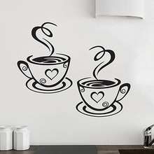Black Coffee Cups Wall Art Stickers PVC Home Kitchen Restaurant Cafe Tea Wall Sticker Coffees Cups Sticker Wall Decal Decor DIY 2024 - buy cheap