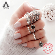 BITWBI-Anillo de plata de ley S925 para mujer, modelos de mujer, dulce versión coreana, regalo de cumpleaños Retro, anillo Simple de articulaciones abiertas, joyería de plata 2024 - compra barato