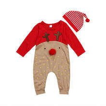 Lovely Newborn Baby Christmas Clothes Long Sleeve Cotton Romper Jumpsuit+Hat 2PCS Outfit Xmas Clothing 0-24M 2024 - buy cheap
